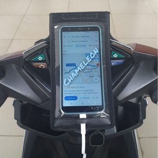 Holder HP motor ada lubang cas Bahan kulit sintetis anti air