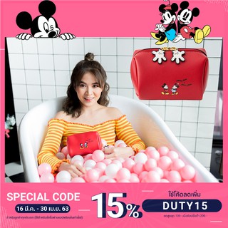 กระเป๋าถือ PU คลัทช์ Disney limited edition Mickey Minnie กระเป๋าถือมิกกี้เมาส์ มินนี่เมาส์ สีแดง หนังเทียม PU