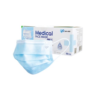 หน้ากากอนามัยทางการแพทย์ 3 ชั้น PRO Aid Medical Face Mask สีฟ้า กล่อง50ชิ้น 365wecare