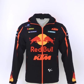 เสื้อแจ็กเก็ตกันหนาวลําลอง คอปกตั้ง ลาย Moto GP สีแดง สําหรับขี่จักรยานยนต์