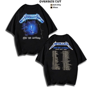 เสื้อยืดผ้าฝ้าย เสื้อยืดโอเวอร์ไซซ์ พิมพ์ลาย Metallica Ride The Lighting tour สไตล์วินเทจ