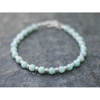 สร้อยข้อมือหินแท้ Amazonite สร้อยเงินแท้