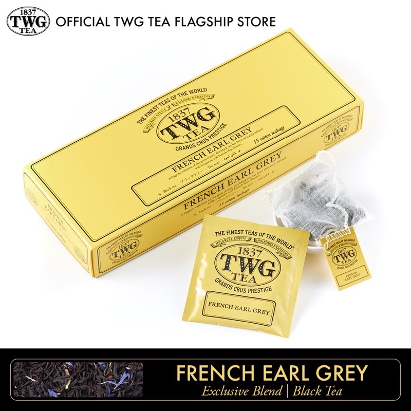 🫖TWG Tea French Earl Grey Black Tea Cotton Teabag / ชา ทีดับเบิ้ลยูจี ชาดำ เฟรนช์ เอิร์ล เกรย์ ชนิดซอง บรรจุ 15 ซอง