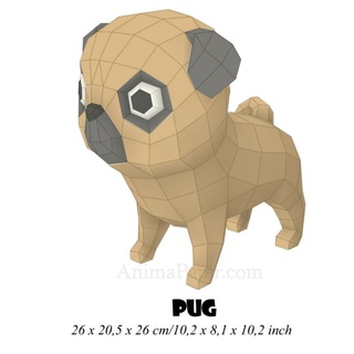 งPapercraft3D​ โมเดลกระดาษ3D โมเดลหมาปั๊ก (pug)