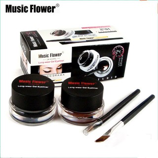 จลเขียนคิ้ว Music Flower Eyeliner Gel เขียนคิ้ว + อายไลเนอร์ 2 ตลับ กันน้ำ 24 ชม เจลคิ้ว ติดทนนาน