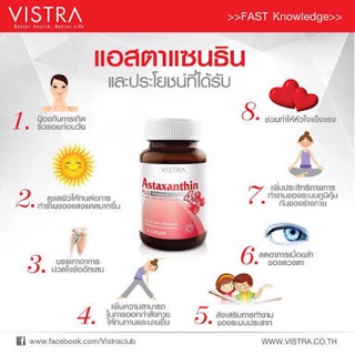 **หมดอายุปี2024 Vistra Astaxanthin 4mg 30 / 60 เม็ด วิสทร้า แอสตาแซนธิน 4 มก. ลดเลือนริ้วรอย