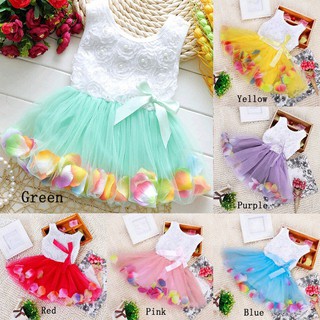 ✨ Kimi ๑ Baby Girls Dress Tulle Lace Flower Dresses Sleeveless Princess Bow Tutu Sundress