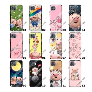 Oppo A93 F17 Pro Reno 4F Reno 4Lite (ใช้เคสตัวเดียวกัน) เคสสกรีน เคสมือถือ รามลาย หมู การ์ตูนหมู พร้อมส่ง