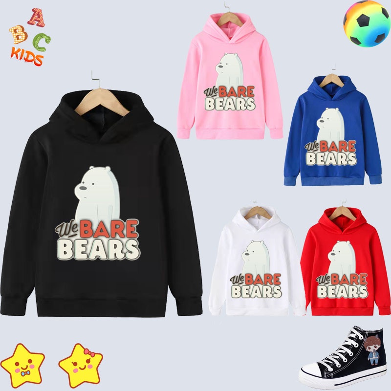 เสื้อกันหนาวแขนยาว มีฮู้ด ลายการ์ตูน we bare bears สําหรับเด็กผู้ชาย และเด็กผู้หญิง