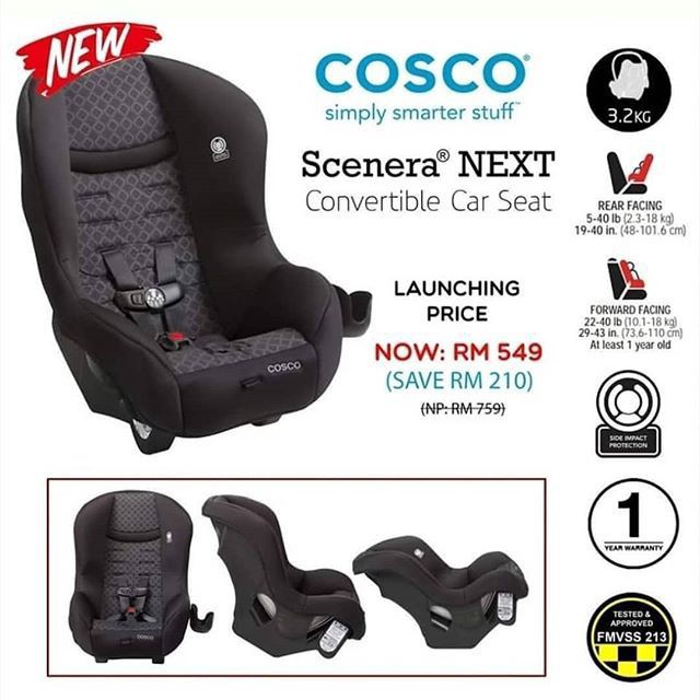 Cosco Scenera Next Car Seat - Black Diamond - 0-4y
