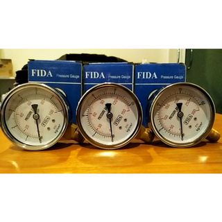 "FIDA" Pressure gauge เกจวัดแรงดัน หน้าปัด 2.5" เกลียวออกล่าง BTTM 1/4" 0-10kg (0-150psi)