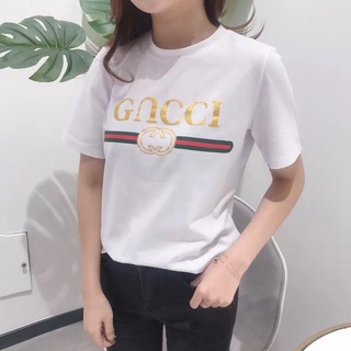 GUCCIs2019 ผู้หญิงแฟชั่นใหม่เสื้อยืดแขนสั้นผู้หญิงเกาหลีเสื้อผ้า