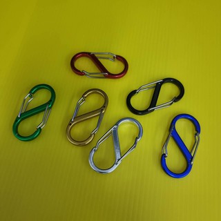 CARABINER ตัวS ขอเกี่ยวพวงกุญแจ รูปตัวS  อลูมิเนียมคลิปสปริงชุดล็อคสำหรับห้อยสิ่งของ  แขวนของแบบล๊อคได้รับนน. ได้ 50 กก.