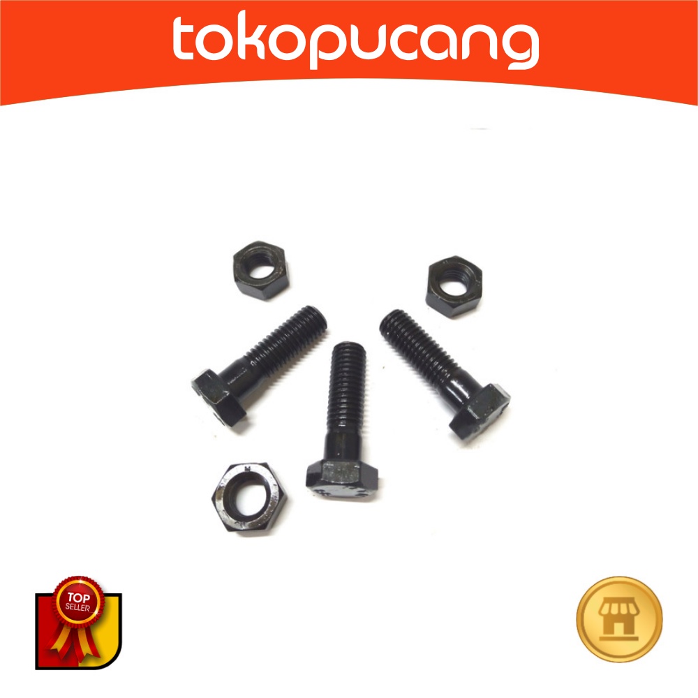 สลักเกลียวเหล็กและถั่ว 8.8 - M 12 x 40 mm (HT B/N 8.8 - M12x40) - P1.75 ครึ่ง