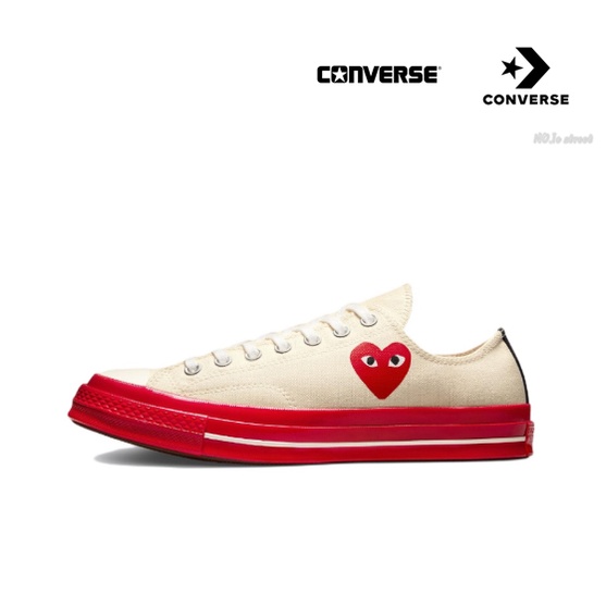 Comme des Garcons PLAY x Converse Chuck Taylor All Star 1970s OX low Rei Kawakubo White Red ของแท้ 100% แนะนำ