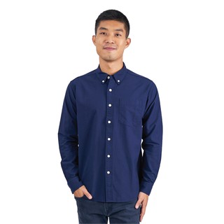 Han&amp;Co.Oxford Shirt Long Sleeve-Dark Blue เสื้อเชิ้ตแขนยาวสีDark Blue(สีน้ำเงินเข้ม)