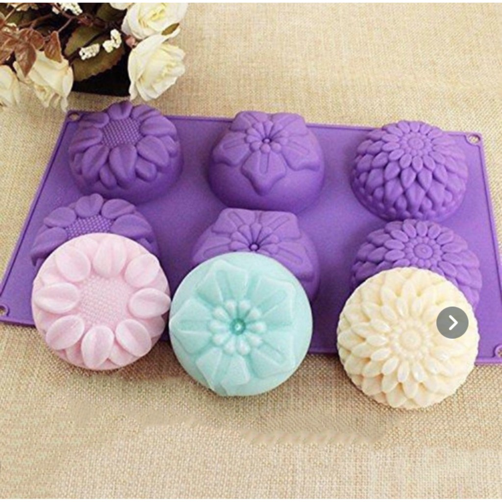 พิมพ์สบู่ลายดอกไม้สวยมาก พิมพ์ซิลิโคนใส่สบู่ (พิมพ์กลมดอกไม้80g)