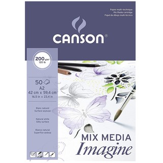 Canson สมุด Imagine ยึดกาวด้านบน หนา 200 g ขนาด 42×59.4 ซม. (A2) บรรจุ 50 แผ่น C200 006 003