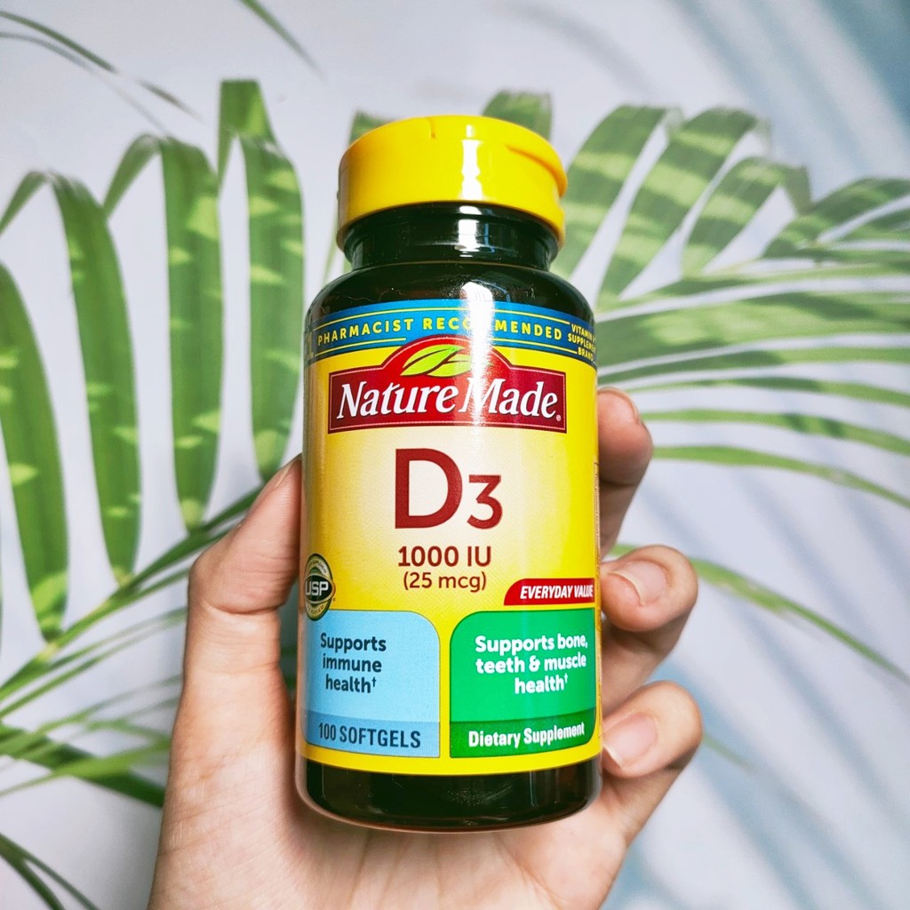 วิตามินดี3 Vitamin D3 1000IU (25mcg) 100 Softgels (Nature Made®) Support Immune Health