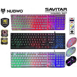 NUBWO คีย์บอร์ด เมาส์ NKM-623 ชุดไฟทะลุอักษร Keyboard + mouse combo set SAVITAR