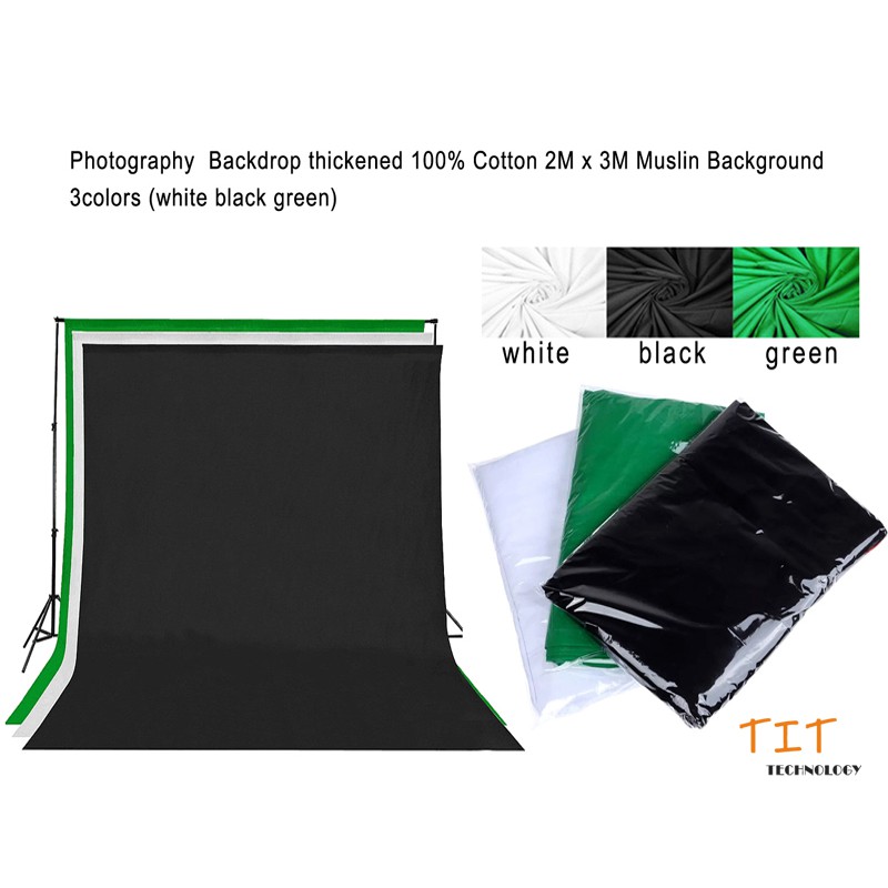 Photography Backdrop thickened 100% Cotton 2M x 3M Muslin Background 3colorsฉากหลังการถ่ายภาพหนา มัสลินผ้าฝ้าย 100% 3สี