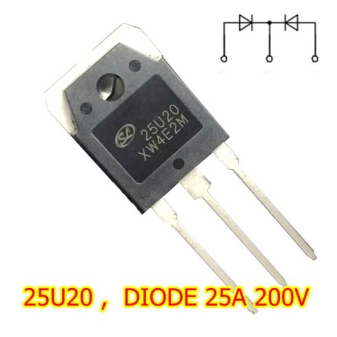 (1ตัว) 25U20 , SFR25U20PNA DIODE 25A 200V TO-3P Fast recovery diode (รหัสสินค้า M00574)