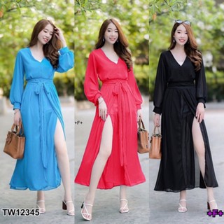 🏖💓เดรสเที่ยว ไปทะเล Dress เดรสคอวียาว งานผ้าชีฟองพริ้วๆ เลยค่ะ เนื้อผ้าใส่สบาย มีซิปหลัง เอวเย็บติดสายผูกสวยๆ💕🌟
