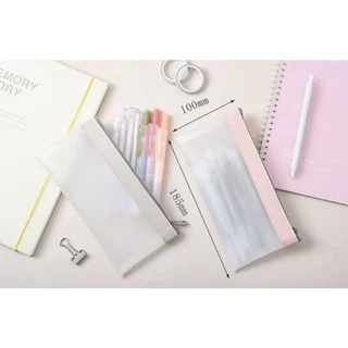 Specialthing กระเป๋าดินสอ แบบขุ่นใส มีซิป กระเป๋าใส่ปากกา กล่องดินสอ สไตล์ญี่ปุ่น น่ารัก เรียบๆ