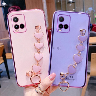 เคส vivo y21 y21s y33 y33s เคสโทรศัพท์มือถือ ซิลิโคนนิ่ม พร้อมสายรัดข้อมือ สําหรับ vivo y21 y21s y33 y33s