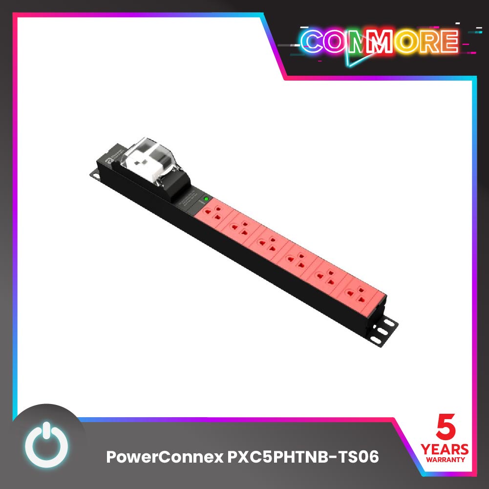PowerConneX รางปลั๊กไฟ 6 ช่อง (PXC5PHTNB-TS06) พร้อม Master Circuit Breaker ช่วยป้องกันกระแสไฟเกิน