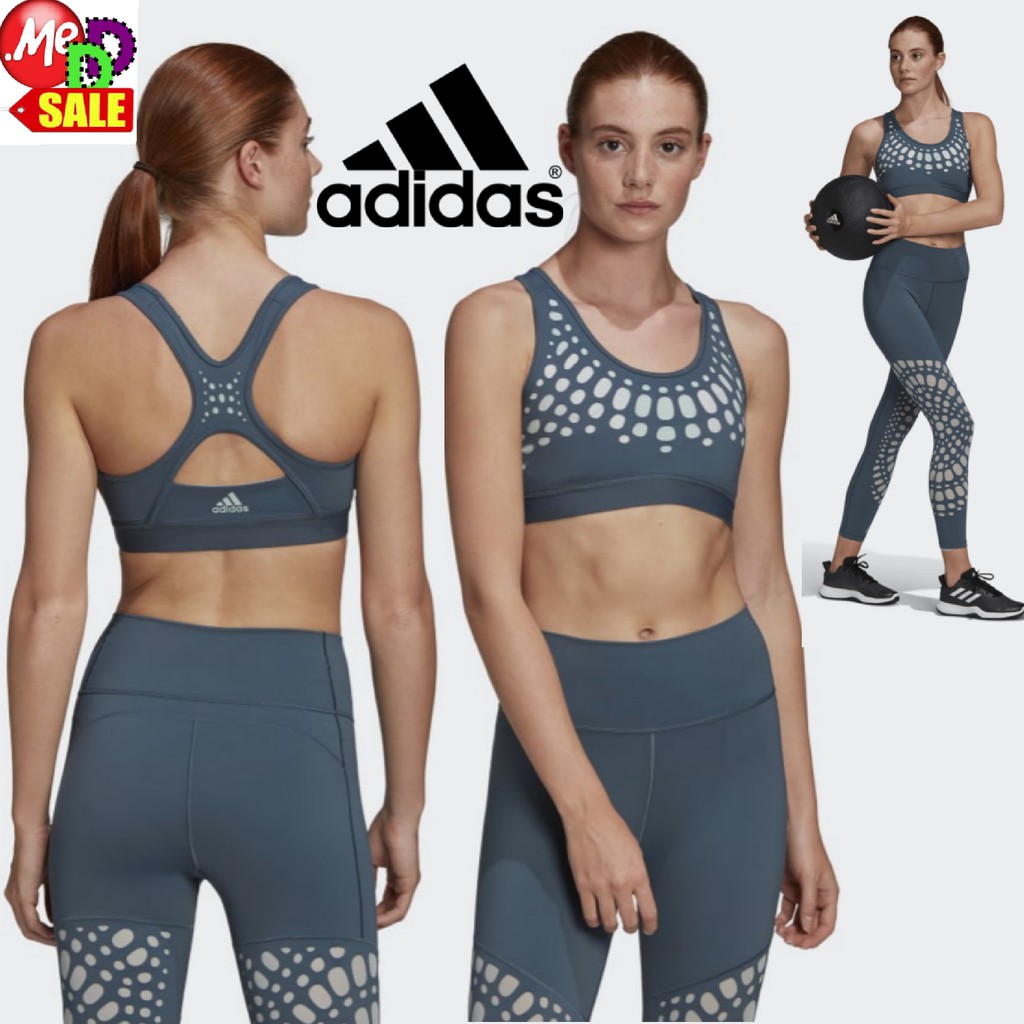 Adidas ใหม่ สปอร์ตบรา ทรงรัดกระชับ ซัพพอร์ตแรงกระแทกระดับกลาง