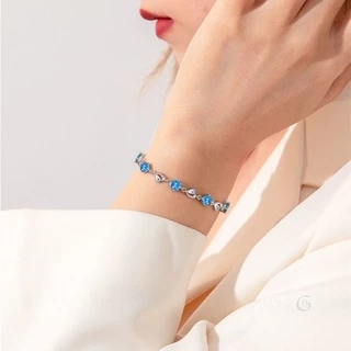 GLAMOR✨กําไลข้อมือผู้หญิง HEART OF OCEAN สร้อยข้อมือผู้หญิง กําไลข้อมือประดับเพชร กำไลข้อมือเงิน925