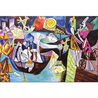 โปสเตอร์ภาพวาดผ้าใบ ลาย Abstract Picasso สําหรับตกแต่งผนังบ้าน