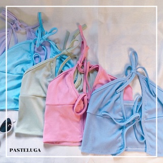 Pasteluga🍭 เสื้อสายเดี่ยวครอปผูกคอ และมีโบว์ผูกที่หน้าอก เซ็กซี่มาก รุ่น Girly