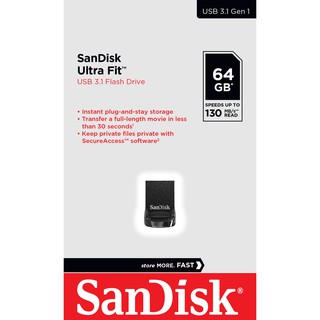 Sandisk Flash Drives 64GB Ultra Fit USB 3.1 ประกัน 5 ปี รุ่น SDCZ430_064G_G46