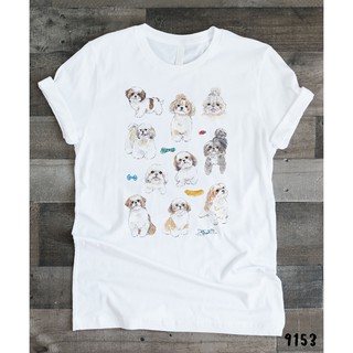 เสื้อยืดโอเวอร์ไซส์Shih Tzu T-shirt (ชิสุ) 9153S-3XL