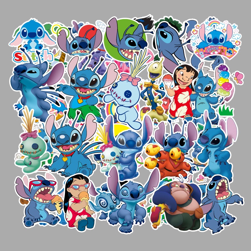 พร้อมส่งการ์ตูน สติช 50ชิ้น Stitch sticker สติกเกอร์กันน้ำรูปแบบที่แตกต่างกัน  สเก็ตบอร์ด DISNEY