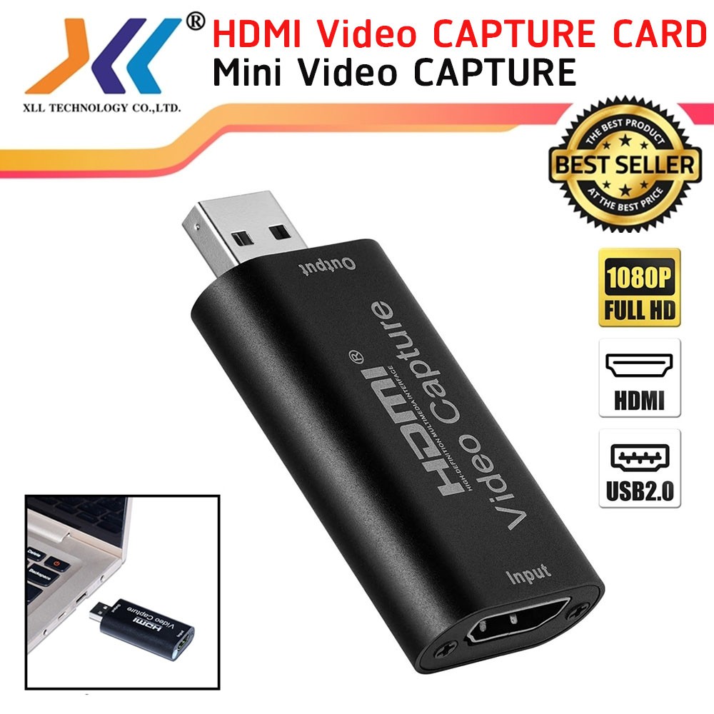 การ์ดแคปเจอร์ XLL รุ่น HDMI-043 HDMI Video Capture Card ขนาดเล็กพกพาง่าย ใช้งานง่าย Plug &amp; Play สินค้ามีประกัน