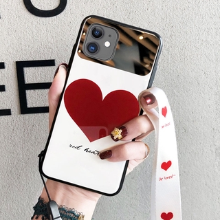 เคสโทรศัพท์มือถือ แบบกระจก พิมพ์ลายหัวใจ สําหรับ Iphone 6 7 8 SE 11 7 8plus X Xs Xr Xsmax 11promax 12 12 Pro Max
