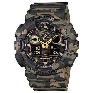 Casio G-Shock นาฬิกาข้อมือผู้ชาย สายเรซิ่น รุ่น GA-100CM-5ADR-สีน้ำตาลลายพราง