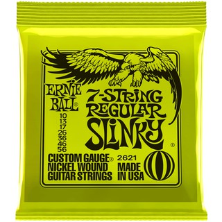 ERNIE BALL® สายกีตาร์ไฟฟ้า 7 สาย เบอร์ 10 (P02621) ของแท้ 100% รุ่น 7-String Regular Slinky (.010 - .056), ** USA **