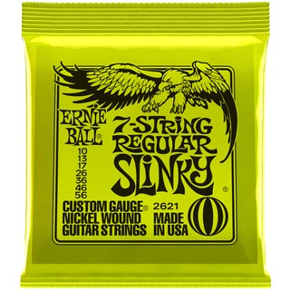 ERNIE BALL® สายกีตาร์ไฟฟ้า 7 สาย เบอร์ 10 (P02621) ของแท้ 100% รุ่น 7-String Regular Slinky (.010 - .056), ** USA **