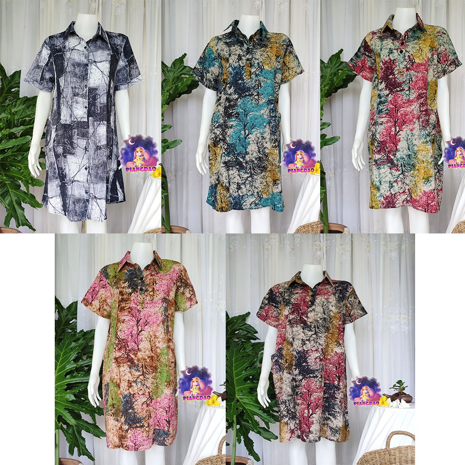 PDS🔥พร้อมส่ง ถูกที่สุด🔥ชุดเดรสยาว 💕เดรสผ้าฝ้ายพิมพ์ลาย(คอปก)💕 แนววินเทจสไตล์ ใส่สบาย ไม่ร้อน มีหลายส