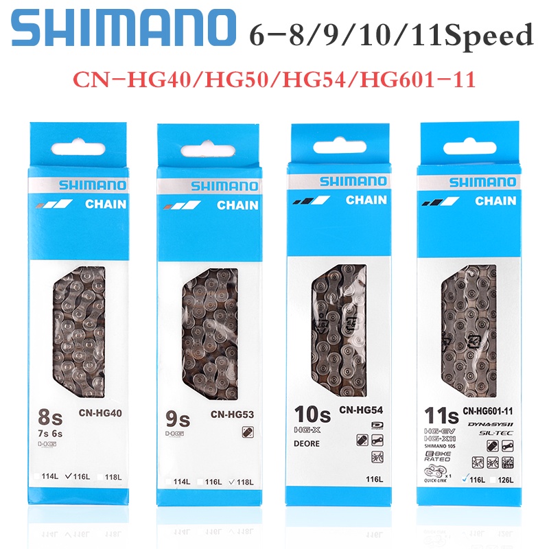 Shimano โซ่จักรยาน 8/9/10 ความเร็ว HG601 HG701 HG901 HG40 HG53 HG93 HG54 HG95 4601 MTB Road Bike Cha