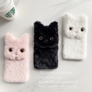 เคสโทรศัพท์มือถือ ผ้ากํามะหยี่ขนนิ่ม ลายแมว 3D ขนปุย สําหรับ Samsung S23 Ultra S22 Plus S21 S20 FE Note 20 Ultra Note 10+ S10 S9 Plus