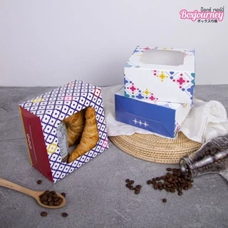 Boxjourney กล่องสแน็ค (กล่องเค้กครึ่งปอนด์) สีขาว/คราฟท์/พิมพ์ลาย (20 ใบ/แพ็ค) จัดเบรค กล่องใส่ขนม