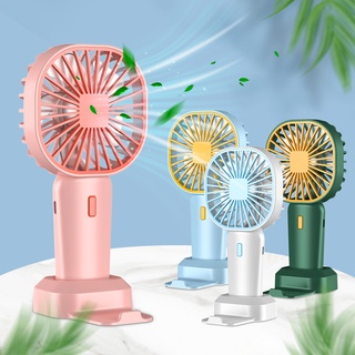 พัดลมตั้งโต๊ะ แบบคู่ สีพื้น / พัดลมสามเกียร์ แบบชาร์จ USB พร้อมฐาน