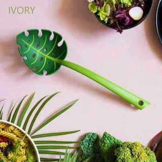 IVORY Multi-Functional Spaghetti Spoons Green Leaf Colander Noodle Spoon Long Handle Turtle Back Creative Home Kitchen Accessories/Multicolor