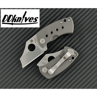 มีดพับ Spyderco McBee Folding Knife CTS-XHP Plain Blade, Milled Titanium Handles (C236TIP)