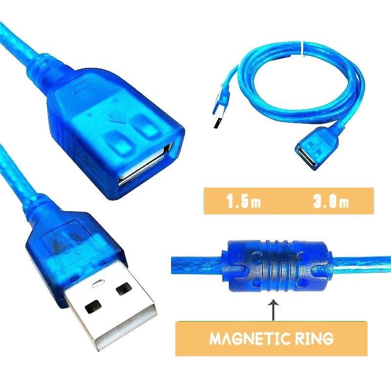 USB 2.0 หญิงถึงชายสายต่อ USB Extension 1.5m/3.0m